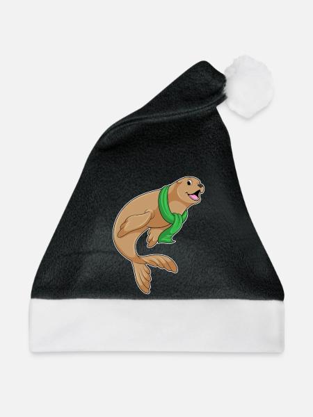 Seehund Schal - Weihnachtsmütze - Schwarz/Weiß