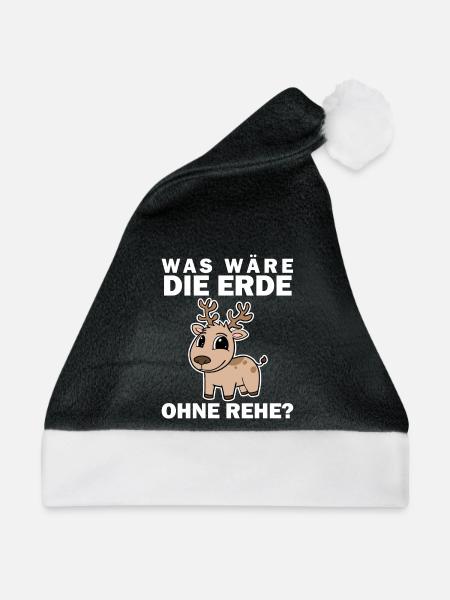 Tierschutz Tierschützer Umweltschutz Reh - Weihnachtsmütze - Schwarz/Weiß - Vorne