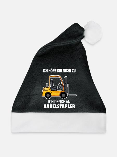 Staplerfahrer Gabelstapler Stapler - Weihnachtsmütze - Schwarz/Weiß - Vorne