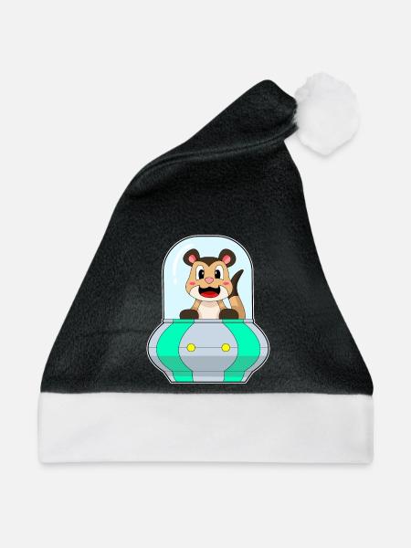 Erdmännchen Raumschiff Weltraum - Weihnachtsmütze - Schwarz/Weiß