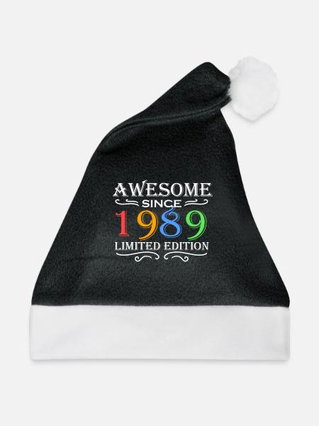 1989 - Jahrgang 1989 - Weihnachtsmütze - Schwarz/Weiß - Vorne