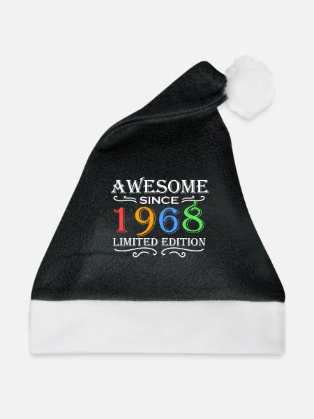 1968 - Jahrgang 1968 - Weihnachtsmütze - Schwarz/Weiß - Vorne