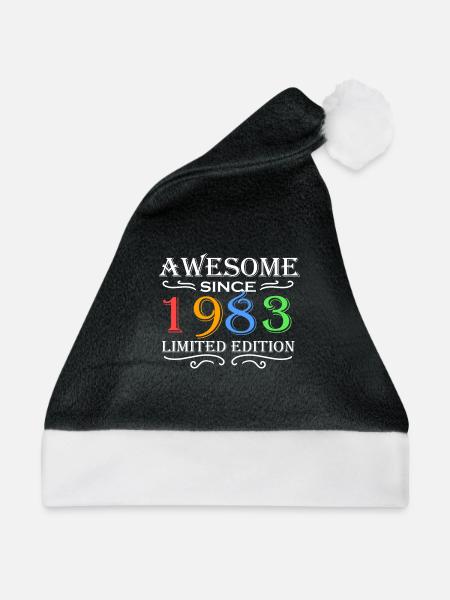 1983 - Jahrgang 1983 - Weihnachtsmütze - Schwarz/Weiß - Vorne