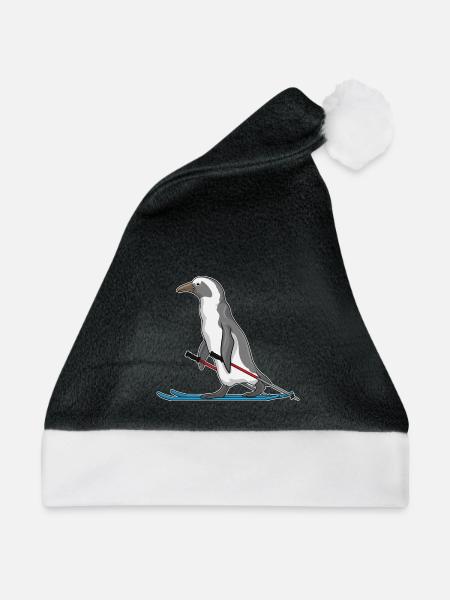 Pinguin Skifahrer Ski - Weihnachtsmütze - Schwarz/Weiß