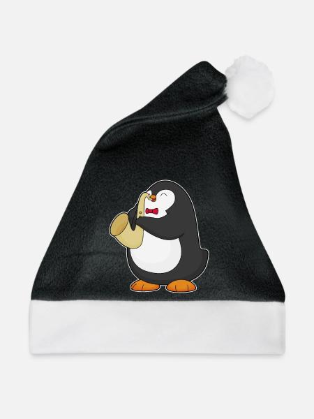 Pinguin Musiker Saxophon Musik - Weihnachtsmütze - Schwarz/Weiß