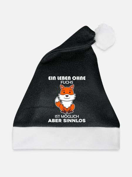 Fuchs Tier Wald Wildtier - Weihnachtsmütze - Schwarz/Weiß