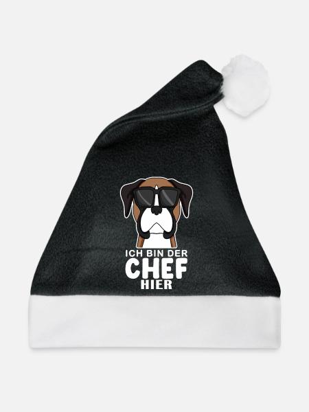 Hund Deutscher Boxer Cool Chef - Weihnachtsmütze - Schwarz/Weiß