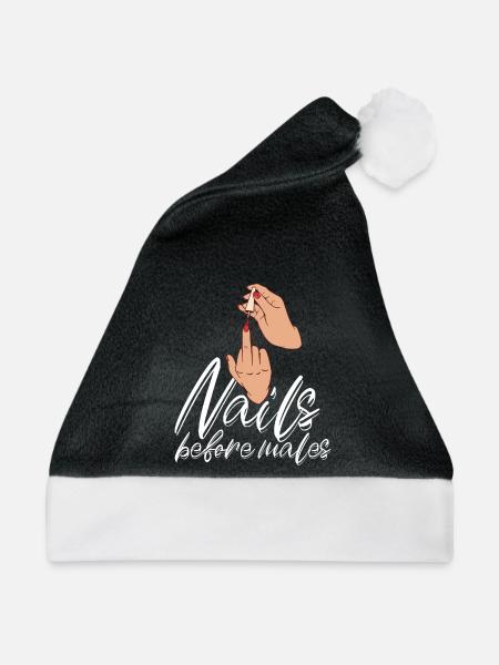 Nägel Vor Männern Nageldesignerin - Weihnachtsmütze - Schwarz/Weiß - Vorne