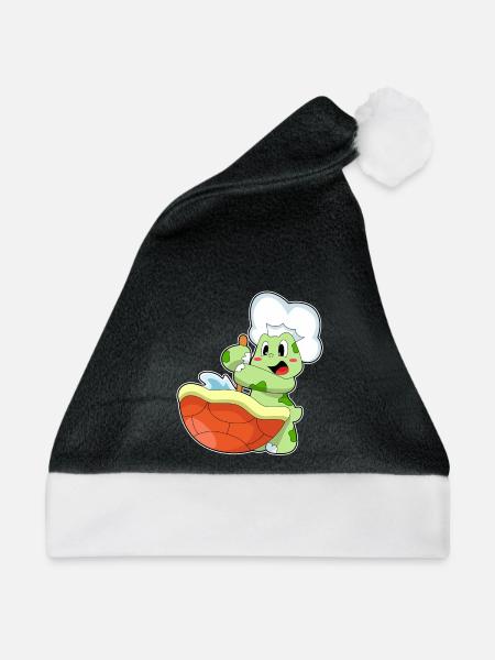 Schildkröte Koch Kochtopf Kochen - Weihnachtsmütze - Schwarz/Weiß
