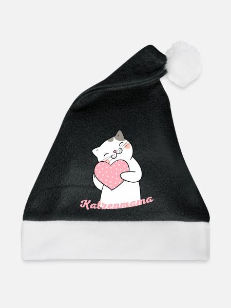 Katzenmama Herzliebe - Weihnachtsmütze - Schwarz/Weiß