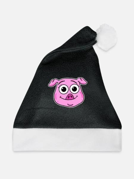 Schwein Kopf Tierkopf - Weihnachtsmütze - Schwarz/Weiß