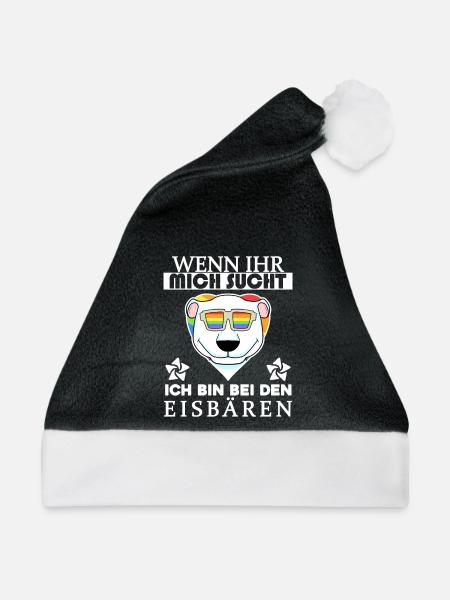 Eisbär Polarbär Bär - Weihnachtsmütze - Schwarz/Weiß
