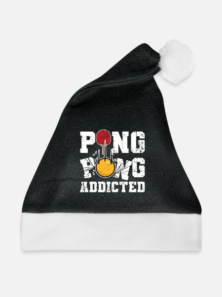 Lustiger Ping Pong Spruch - Weihnachtsmütze - Schwarz/Weiß