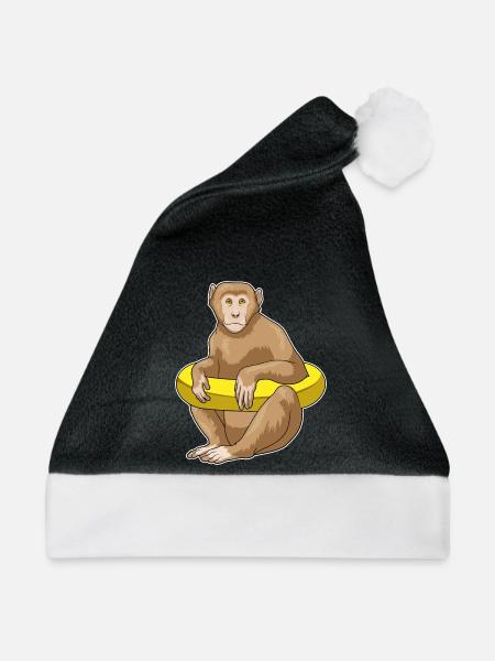 Affe Schwimmen Schwimmring Sommer - Weihnachtsmütze - Schwarz/Weiß - Vorne