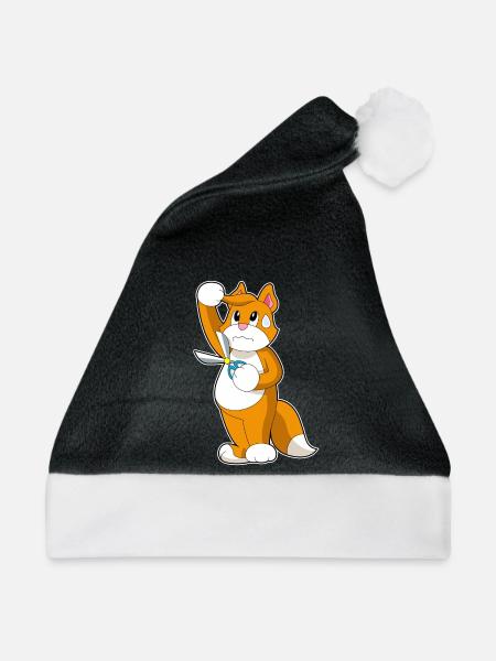 Katze Friseur Schere - Weihnachtsmütze - Schwarz/Weiß