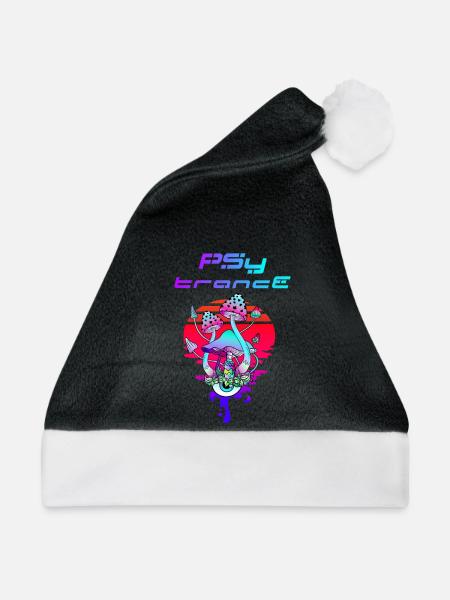 Psytrance Psychedelic Pilz Sunset - Weihnachtsmütze - Schwarz/Weiß