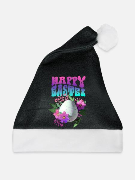 Frohe Ostern Osterei Floral - Weihnachtsmütze - Schwarz/Weiß