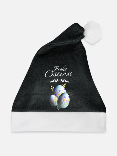 Blumen Ostereier Frohe Ostern - Weihnachtsmütze - Schwarz/Weiß