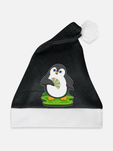 Pinguin Handventilator - Weihnachtsmütze - Schwarz/Weiß