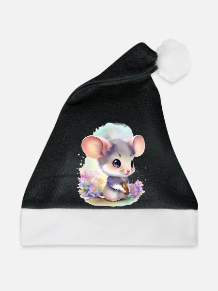 Süße Maus - Weihnachtsmütze - Schwarz/Weiß