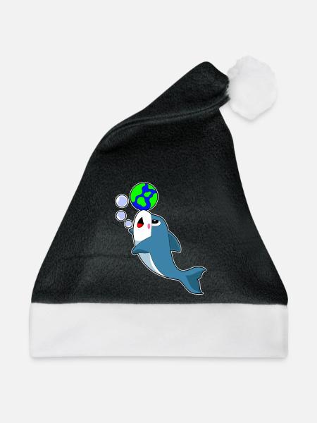 Delfin Erdkugel - Weihnachtsmütze - Schwarz/Weiß