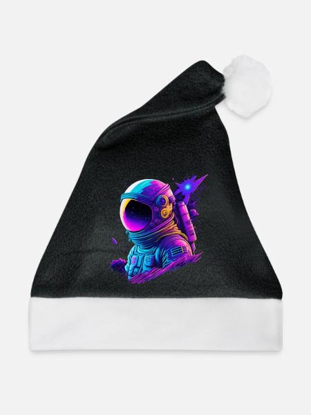 Synthwave Astronaut Space Explorer - Weihnachtsmütze - Schwarz/Weiß