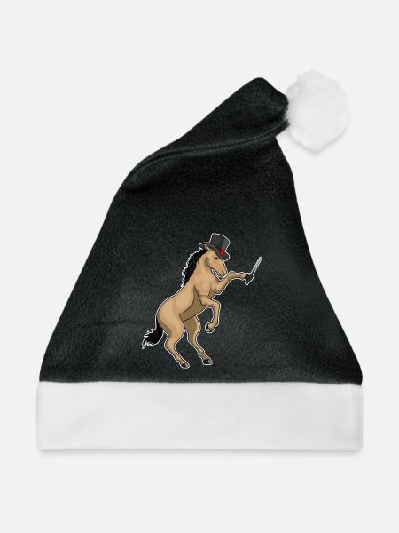Pferd Zauberer Zauberstab - Weihnachtsmütze - Schwarz/Weiß