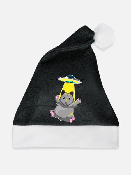 Hamster Raumschiff Weltraum - Weihnachtsmütze - Schwarz/Weiß