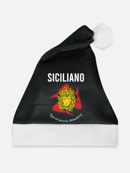 Non ni manciu chiacchiri! Trinacria Sizilianer - Weihnachtsmütze - Schwarz/Weiß - Vorne