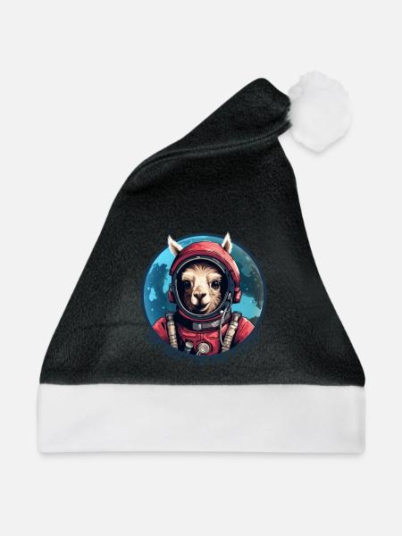 Astronauten-Lama mit Schriftzug - Weihnachtsmütze - Schwarz/Weiß