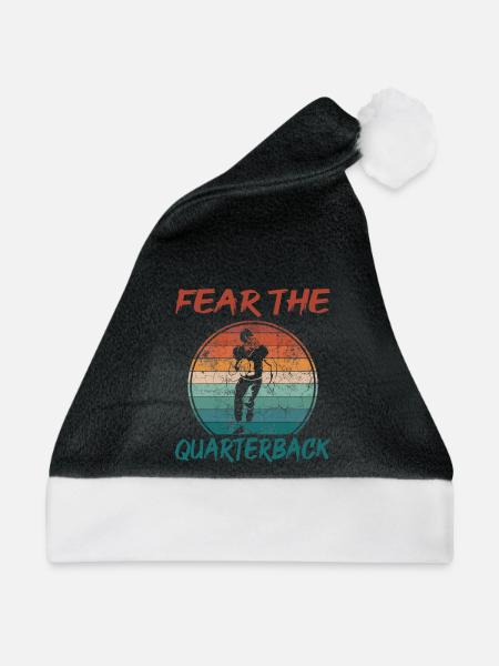 Quarterback American Football Retro - Weihnachtsmütze - Schwarz/Weiß - Vorne