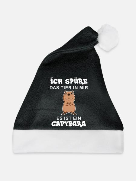 Capybara Wasserschwein Capybaras - Weihnachtsmütze - Schwarz/Weiß
