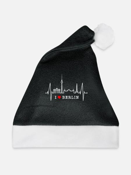 Berlin Skyline Herzschlag Herz Liebe Love Berliner - Weihnachtsmütze - Schwarz/Weiß