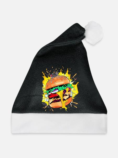 Extra Käse Burger Cheeseburge - Weihnachtsmütze - Schwarz/Weiß