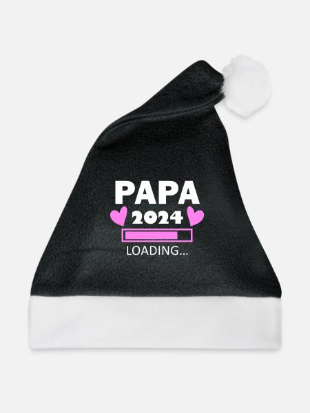Papa 2024 - Papa werden - Papa loading 2024 - Weihnachtsmütze - Schwarz/Weiß - Vorne