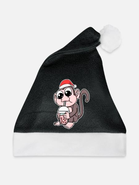Affe Weihnachten Bubble Tea - Weihnachtsmütze - Schwarz/Weiß