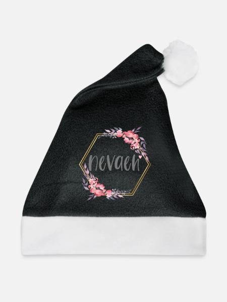 Nevaeh Mädchen Name Baby Geschenk - Weihnachtsmütze - Schwarz/Weiß