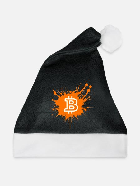 Bitcoin Crypto Cryptocurrency Splash - Weihnachtsmütze - Schwarz/Weiß