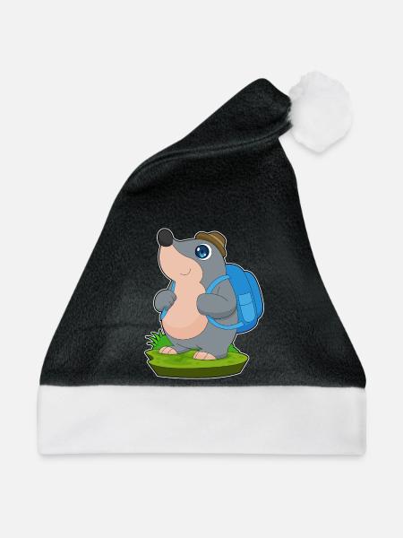 Maulwurf Wanderer Rucksack Wandern - Weihnachtsmütze - Schwarz/Weiß