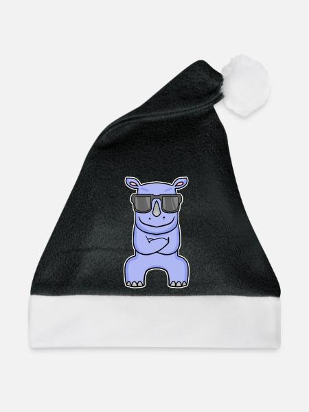 Nilpferd mit Brille - Weihnachtsmütze - Schwarz/Weiß - Vorne