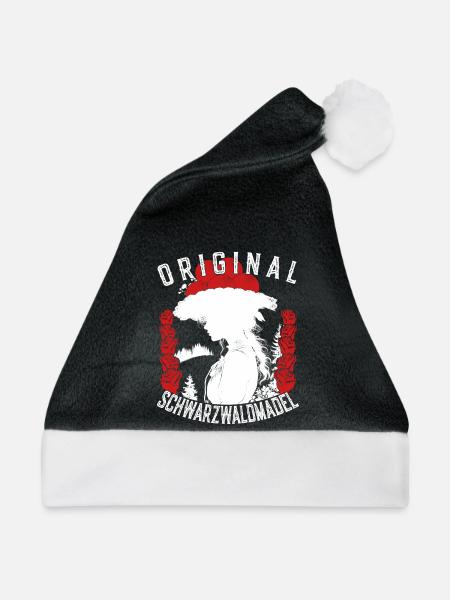 Original Schwarzwaldmädel Bollenhut Ledig Tracht - Weihnachtsmütze - Schwarz/Weiß - Vorne