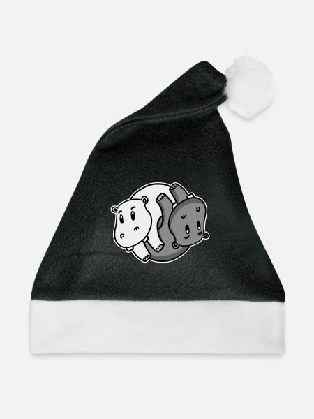 Yin Yang Nilpferd - Weihnachtsmütze - Schwarz/Weiß