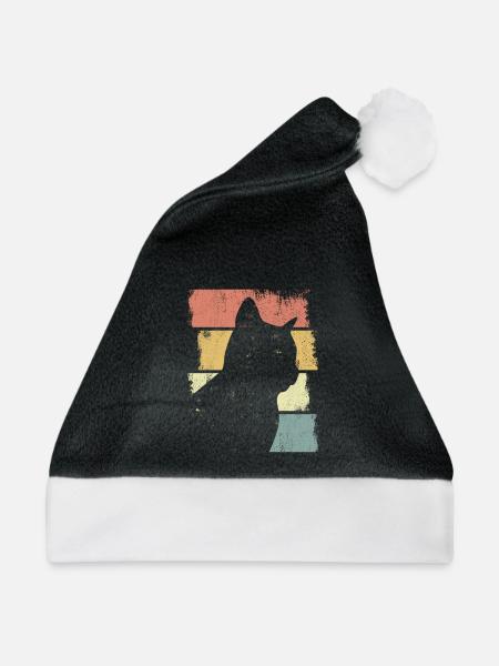 Katze Skizze - Weihnachtsmütze - Schwarz/Weiß