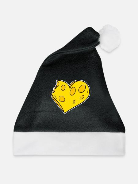 Käse Herz - Weihnachtsmütze - Schwarz/Weiß