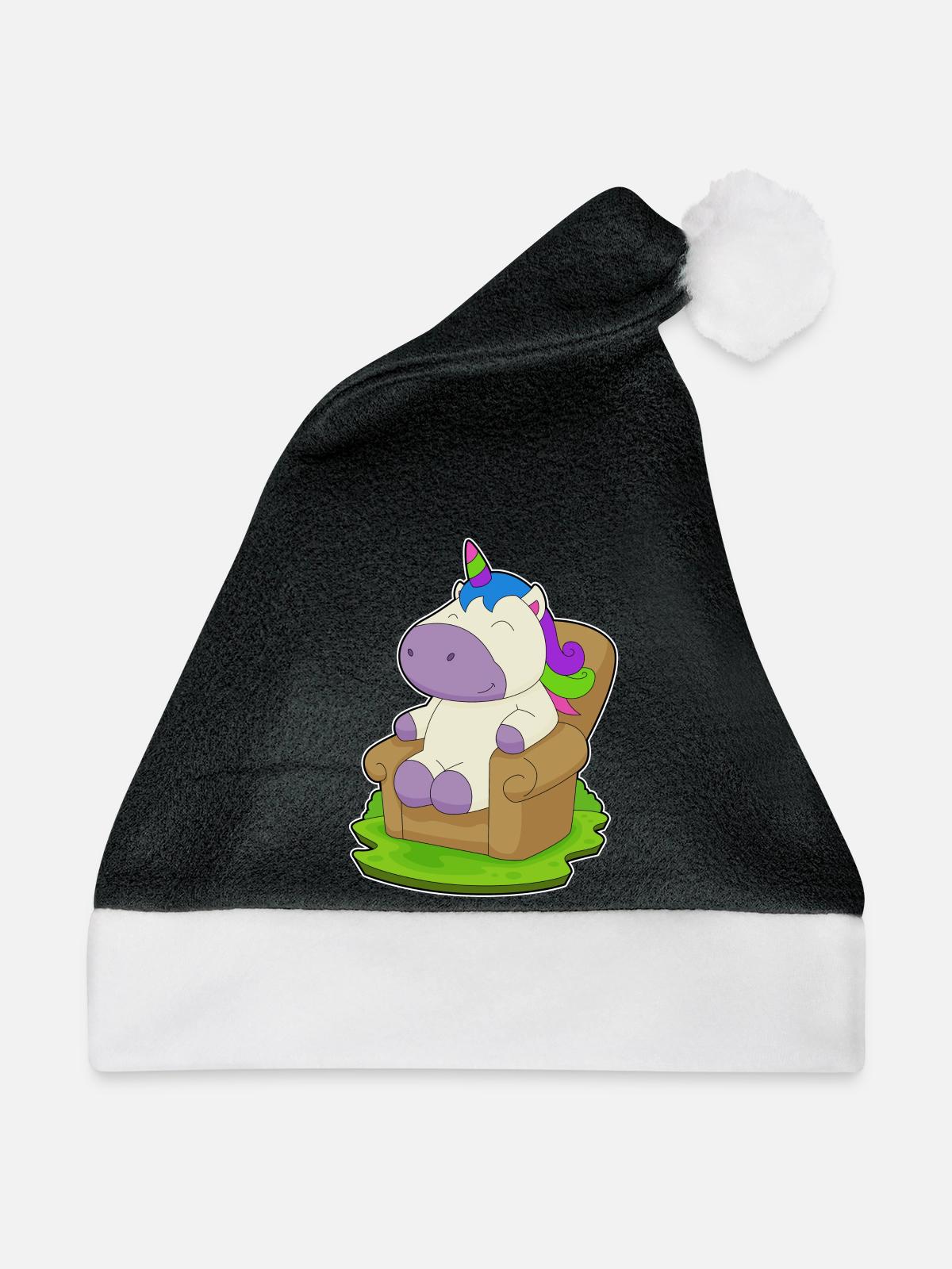 Einhorn Sessel - Weihnachtsmütze - Schwarz/Weiß - Vorne