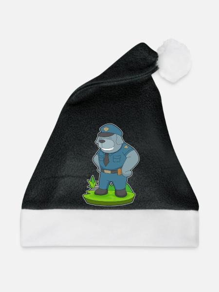 Hund Polizist Polizei - Weihnachtsmütze - Schwarz/Weiß
