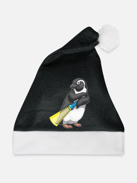 Pinguin Taschenlampe - Weihnachtsmütze - Schwarz/Weiß