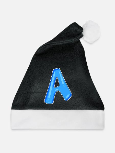 Buchstabe A Anfangsbuchstabe - Weihnachtsmütze - Schwarz/Weiß - Vorne