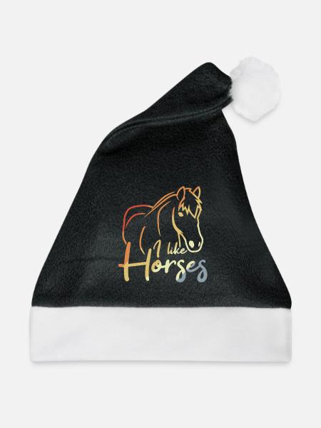 I Like Horses - Weihnachtsmütze - Schwarz/Weiß