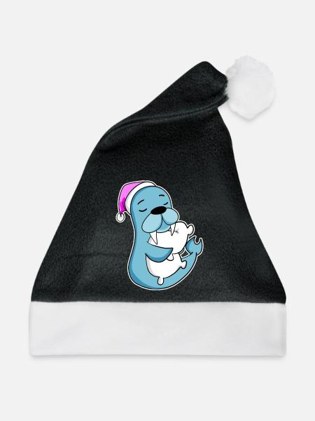 Seelöwe Müde Ausschlafen Schlafen Mädchen - Weihnachtsmütze - Schwarz/Weiß